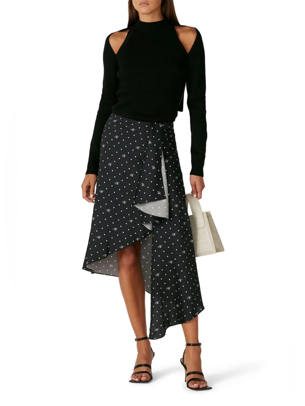 MONSE Pre-Fall 2020 M Dot Cascade Asymmetric Skirt Black US 6 $1090